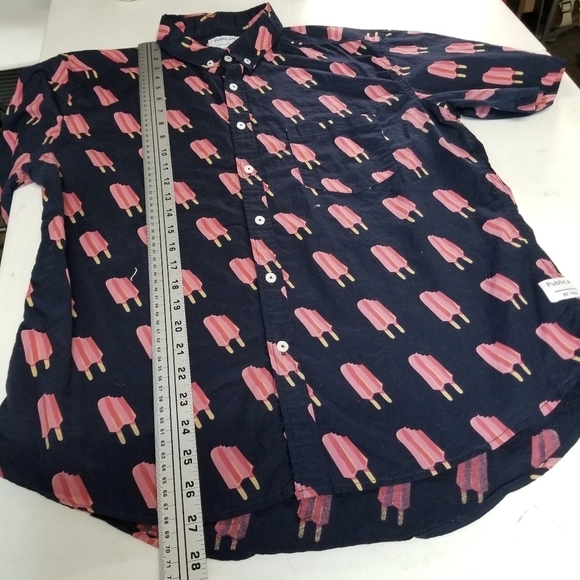 Public Art Black Pink Popsicle Shortsleeve Fun Summer Beach Casual Shirt , L - Picture 3 of 12